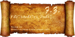 Földvári Zoé névjegykártya